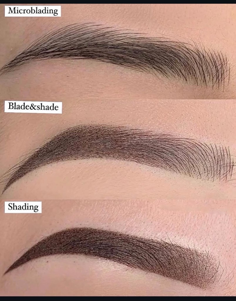 Comparison of microblading, blade and shade, and shading brow techniques